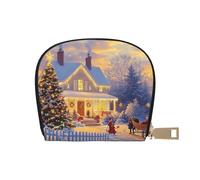 SHFJASBNUMG Borsa in pelle con albero di ginkgo oro, foglie gialle, portafoglio paesaggio, confezione di carte per avventurieri all'aperto, custodia per carte durevole per sentieri, 9 x 11 cm, A36