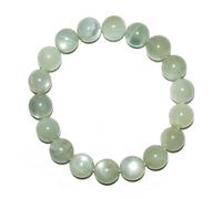 SHFJASBNUMG Bracciale da uomo e donna con pietra di luna verde, 12 mm, adatto per polsi da 17,8 a 19,1 cm, cristallo naturale del chakra della corona, pietre preziose per relazione e amore, fornito