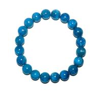 SHFJASBNUMG Bracciale in apatite blu per donne e uomini, perline rotonde da 10 mm, adatto per polsi da 20,3 cm, cristallo chakra della radice di grado 3A, bel regalo per amici e familiari, Pietra