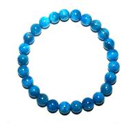 SHFJASBNUMG Bracciale in apatite blu per donne e uomini, perline rotonde da 8 mm, adatto per polsi da 16,5 a 17,8 cm, cristallo chakra della radice di grado 3A, bel regalo per amici e familiari