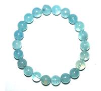 SHFJASBNUMG Braccialetti elasticizzati con vera acquamarina da 8 mm, per donne e uomini, con perline naturali, per meditazione, equilibrio, emozione, amore e pace, pietra portafortuna di marzo, scelta