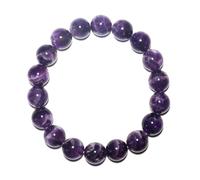 SHFJASBNUMG Braccialetto con ametista da 12 mm, chakra della corona, cristallo viola con inclusioni bianche, gioielli spirituali per meditazione per pace e intuizione, kit di strumenti per perline