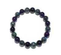 SHFJASBNUMG Braccialetto con ametista e labradorite da 12 mm, adatto per polsi più grandi da 19,1 a 21,6 cm, gioielli con cristalli chakra per pace e amore, braccialetto naturale per alleviare l'ansia