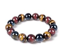 SHFJASBNUMG Braccialetto con occhio di tigre, con perline di cristallo per rilassare l'ansia, tripla protezione, gioielli con perline e pietre chakra, per donne e uomini, Pietra