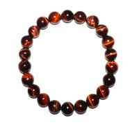 SHFJASBNUMG Braccialetto con occhio di tigre rosso da 8 mm, per donne e uomini, motivazione e protezione energetica, gioiello in cristallo chakra della radice, perline delicate naturali, kit di