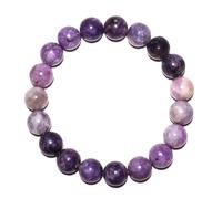SHFJASBNUMG Braccialetto da 10 mm con lepidolite, per donne e uomini, con cristalli naturali al litio, regolabile, per alleviare l'ansia e lo stress, equilibrio emotivo, adatto per polsi da 17,8 a