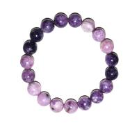 SHFJASBNUMG Braccialetto da 10 mm con lepidolite, per donne e uomini, con cristalli naturali al litio, regolabile, per alleviare l'ansia e lo stress, equilibrio emotivo, adatto per polsi da 17,8 a