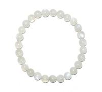 SHFJASBNUMG Braccialetto da donna con pietra di luna blu, 6 mm, piccole perle naturali con luce blu, adatto per polsi da 15,2 a 16,5 cm, cristallo chakra della corona naturale, Pietra