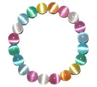 SHFJASBNUMG Braccialetto da meditazione con effetto occhio di gatto, con cristalli naturali iridescenti, 10 mm, con kit di strumenti per perline, regolabile fino a 16,5-20,3 cm, Pietra