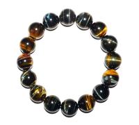 SHFJASBNUMG Braccialetto da uomo con perline in occhio di tigre giallo blu, 14 mm, pietre preziose naturali del chakra del plesso solare, porta fortuna, ricchezza, coraggio, protezione dal male