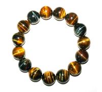 SHFJASBNUMG Braccialetto da uomo con perline in occhio di tigre giallo blu da 16 mm, pietre preziose naturali del chakra del plesso solare, porta fortuna, ricchezza, coraggio, protezione dal male