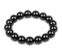 SHFJASBNUMG Braccialetto di protezione, braccialetto in ossidiana nera naturale, per uomini e donne, porta fortuna e felicità, braccialetti con perline di cristallo (ossidiana nera da 10 mm), Pietra