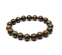 SHFJASBNUMG Braccialetto in bronzite naturale, con perline rotonde per la fiducia in se stessi, pietra preziosa, braccialetto semi-prezioso per bilanciamento dei chakra sacrali, braccialetto elastico