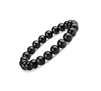 SHFJASBNUMG Braccialetto in tormalina nera da 8 mm, con cristallo chakra naturale di grado 3A, pietra portafortuna di ottobre, adatto per polsi da 16,5 cm, porta fortuna, pace e amore, regalo Feng