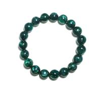SHFJASBNUMG Braccialetto unisex con smeraldo da 12 mm, adatto per polsi da circa 19 cm a 20,3 cm, pietra portafortuna di maggio, cristallo verde chakra del cuore, scelta spirituale di San Valentino