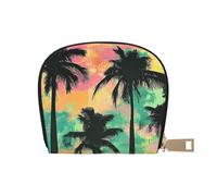 SHFJASBNUMG Palm Trees Card Pack Colorful Neon Nero Acquerello Borsa in Pelle Texture Sfondo Portafoglio Running Atleti - Vivavoce Essential Carrier 9X11CM, A2, 9X11CM