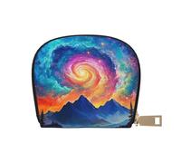 SHFJASBNUMG Trippy Starry Sky Misty Forest Mountain Card Pack Colorato Galaxy Borsa in pelle Star Dust Universe Astronomia Portafoglio Visitatori Spiaggia - Sacchetto per carte resistente all'acqua 9