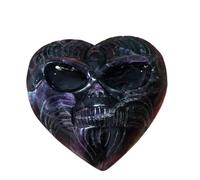 SHFTQXSLAT 1 Piece Hand Carved Crystal Heart with Skull Face Home Decor