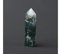 SHFTQXSLAT 1PC Crystal Magic Wand Green Water Grass Agate Point Moss Jade Hexagonal Column Ornaments (Size : 9-10cm)