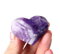 SHFTQXSLAT 1pc Purple Quartz Dream Amethyst Heart Shape Crystal Carving Stones Gemstone Home Decoration (Color : 40-50mm)