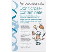 SHFTQXSLAT Avoid Cross Contamination Food Kitchen Prevention Guide Poster Canvas Print for Living Room Bedroom Wall Decor(Framed,12x18inch(30x45cm))