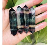 SHFTQXSLAT Beautiful Crystal Fluorite Hexagonal Column Rainbow Double cusp Point Magic Wand Streaked (Size : 5pc)