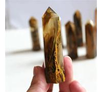 SHFTQXSLAT Beautiful Molten Stone Crystal Column Yellow Rough Polished Single Point Hexagonal Prism Ornament (Size : 6-7cm)
