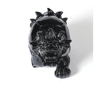 SHFTQXSLAT Black Obsidian Stone Dragon Turtle Statue, Hand-Carved Feng Shui Sculpture Home Office Decor for Housewarming Gift Figurines,12cm/4.7in