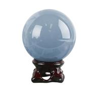 SHFTQXSLAT Blue Angelite Crystal Ball with Stand, Feng Shui Stone Sphere Sculpture Balls for Witchcraft And Home Decorative,50~60mm