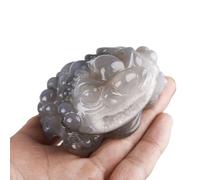 SHFTQXSLAT Carved Agate Geode Money Toad (Jin Chan) Crystal Lucky Fortune Statue for Home Office Decor, Wealth & Success Charm, Feng Shui Ornament,350g