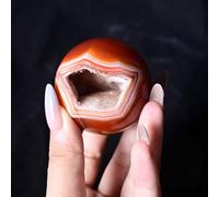 SHFTQXSLAT Crystal Red Twisted Agate Geode Ball Raw Stone Polished Home Decoration Ornaments,4~5cm