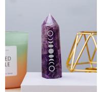 SHFTQXSLAT Crystals Point Wand Rose Quartz Amethyst Column Eclipse Symbol Home Decoration Craft Precious Stones Ornaments (Color : Amethyst)