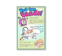 SHFTQXSLAT Kids Hand Hygiene Poster - Learn to Wash Your Hands with Fun Cartoons, Bathroom Wall Sign for Schools, Daycares, Restaurants, Healthcare Facilities (Unframed,08x12inch(20x30cm))