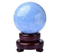 SHFTQXSLAT Kyanite Sphere,Premium Blue Crystal Ball with Display Base,Polished Stone Feng Shui Decoration for Home & Office Decor,11cm