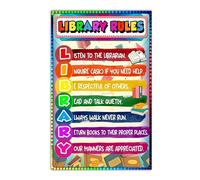 SHFTQXSLAT Library Behavior Expectations Chart - Visual Learning Aid for Students, Educational Poster for Elementary & Middle School Library Management (Framed,12x18inch(30x45cm))