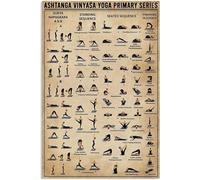 SHFTQXSLAT Minimalist Ashtanga Yoga Poster, Vinyasa Flow Sequence Chart, Modern Wall Art for Yoga Studio, Home Gym or Office Decor(Framed,08x12inch(20x30cm))