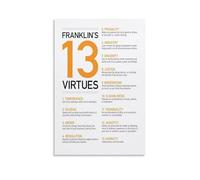 SHFTQXSLAT Motivational Wall Art - Benjamin Franklin's 13 Virtues Poster, Stoic Philosophy Canvas Print for Office, Living Room, Bedroom Decor(Unframed,08x12inch(20x30cm))