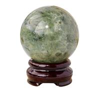 SHFTQXSLAT Prehnite Crystal Ball Decorative Sphere, Geode Gemstone,Quartz Ornaments for & Feng Shui Office Decor,50~55mm