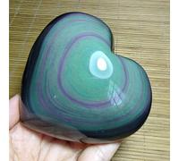 SHFTQXSLAT Rainbow Cat's Eye Obsidian Heart-Shaped Crystal Quartz Gem Home Office Decoration Decor(150-200g)