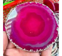 SHFTQXSLAT Red Crystal Agate Slab Geode Slice Coaster Ornaments (Size : 2pcs)
