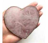 SHFTQXSLAT Rose Quartz Powder Crystal Coaster Heart Platter Electroplated Gold Jewelry Cup Mat Display Gift Decoration Home Decor