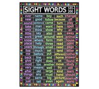 SHFTQXSLAT Sight Words Poster 101-200 for Second Grade - Advanced Learning Chart, Classroom Decor for 1st and 2nd Grade(Unframed,08x12inch(20x30cm))