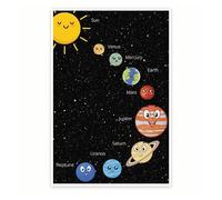 SHFTQXSLAT Solar System Poster for Kids - Planets of the Sun Educational Wall Chart - Space Classroom Decor & Homeschool Learning Aid(Framed,16x24inch(40x60cm))