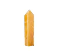 SHFTQXSLAT Stone Yellow Jade Crystal Four Side Column Point Gemstone Quartz Tower Home Decoration Gifts (Size : 400-500g)