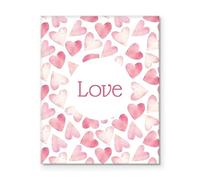 SHFTQXSLAT Watercolor Love Hearts Wall Art - Soft Pink Valentine's Decor for Bedroom, Romantic Canvas Print for Couples, First Home Gift, Wedding Anniversary Present(Framed,08x12inch(20x30cm))