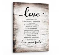 SHFTQXSLAT Wedding & Anniversary Scripture Art - 1 Corinthians 13 Love Chapter Canvas Print, Biblical Love Definition, Religious Home Decor for Couples, Family(Framed,12x18inch(30x45cm))