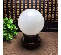 SHFTQXSLAT White Calcite Sphere Ornament Gift Crystal Ball Magic Lucky for Feng Shui, Divination, Home Office Decor,16cm/6.3in