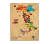 SHFTQXSLAT Wine Regions Map Poster Grape Varieties Chart Educational Wall-Art for Dining Room(Unframed,08x12inch(20x30cm))