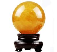 SHFTQXSLAT Yellow Crystal Sphere Balls Hand Carved Quartz Gemstone Sculpture Figurine for Witchcraft, Fengshui, Altar, Divination, Decor, Gift,30mm