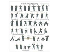 SHFTQXSLAT Yi Jin Jing Qigong Silk Scroll Style Art - Ancient Healing Exercises & Tai Chi Poses Canvas Painting for Acupuncture Clinic, Study(Unframed,16x24inch(40x60cm))